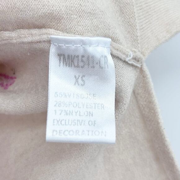 THML Lightning Bolt Flutter Sleeve Knit Sweater Top Beige Multicolor Womens XS - Picture 7 of 12